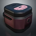 Modern Electric Rice Cooker With Digital Control Panel And Burgundy Finish