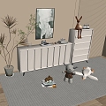 Modern Cream Style Cabinet Whole Cabinet Sideboard Cabinet Balcony Cabinet Storage Cabinet Entrance Cabinet 3d model