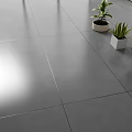 Gray Floor Tiles In Modern Indoor Space With Potted Green Plants Decor