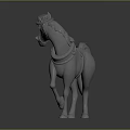 3D Model Horse Figure With Decorative Hat And Standing Pose Design 3d model