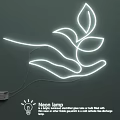 Neon Lighting Combination with Hand Leaf Shape Soft Warm White Light for Home Office 3d model
