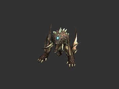 Game Movie Character Monster With Spikes Claws And Glowing Blue Orb 3d model