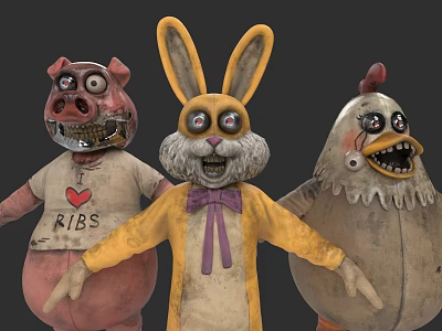 Electric Toys Pig Rabbit Chicken Cartoon Style Fun Characters With Unique Design 3d model