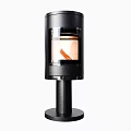 Modern Black Freestanding Fireplace With Glass Front 3d model