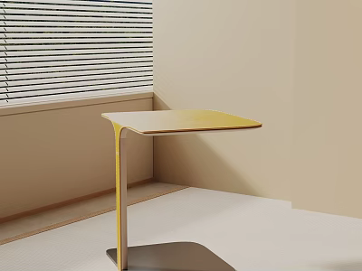 Modern Minimalist Side Table with Yellow Top and Light Legs in Corner Space 3d model