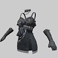 Black Dresses With Layered Design And Decorations Paired With Knee High Boots And Short Boots
