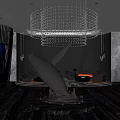 Modern Luxury KTV Lobby Interior With Chandelier Whale Sculpture Marble Floor And Sofa