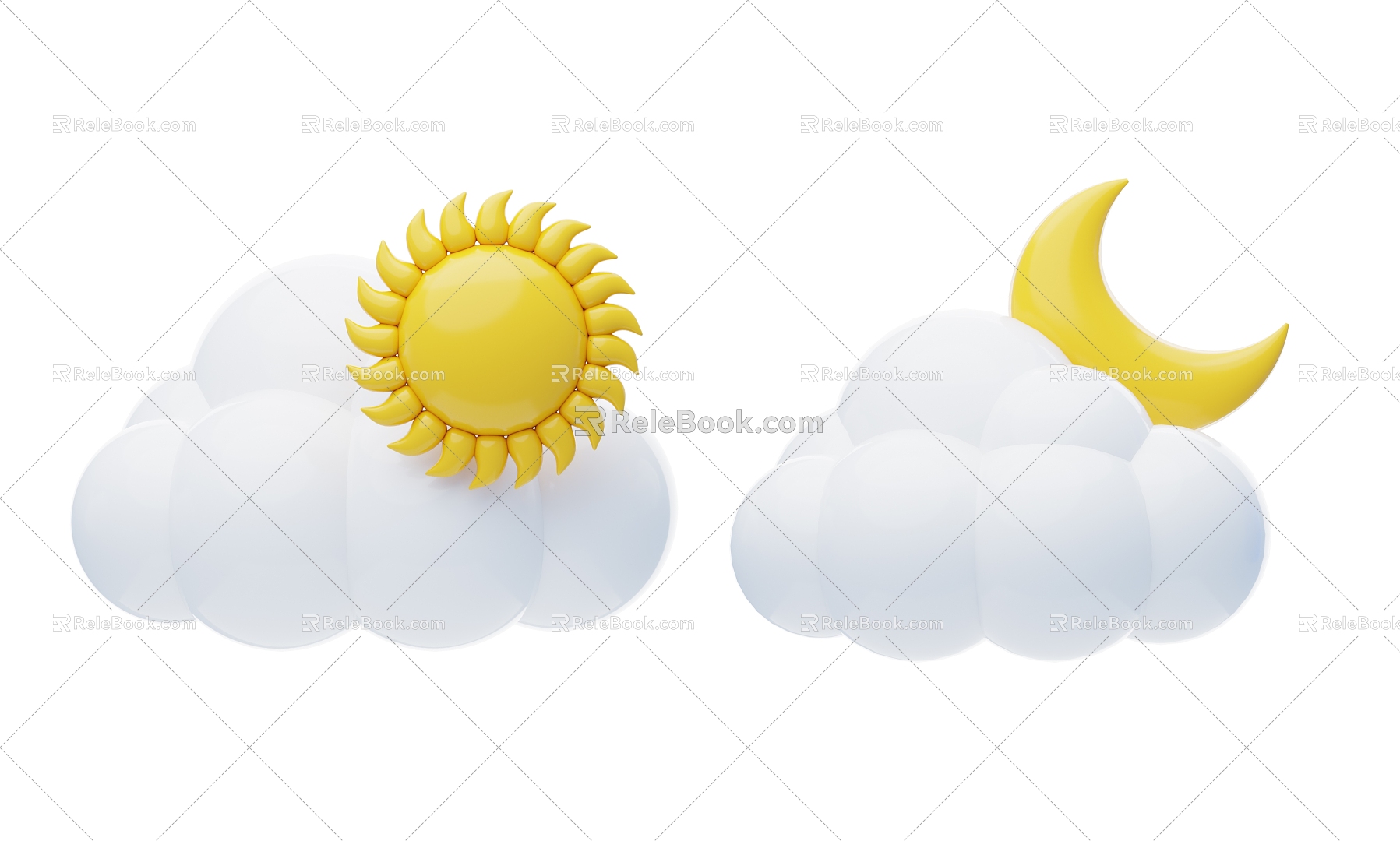 Modern Weather Icons Cartoon Weather Icons Clouds 3d model