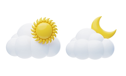 Modern Weather Icons Cartoon Weather Icons Clouds 3d model