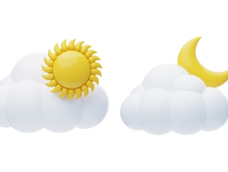 Modern Weather Icons Cartoon Weather Icons Clouds 3d model