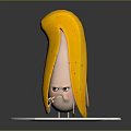 Yellow Banana Shaped Commercial Display Equipment With Circular Base And Cartoon Character Holding Object