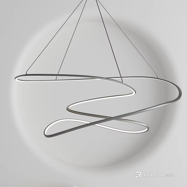 Modern Spiral Curved LED Light Chandelier With Sleek Hanging Design Strips 3d model 
