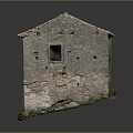 Old Stone House Architecture With Tile Roof Stone Walls Windows Small Sign And Green Plants