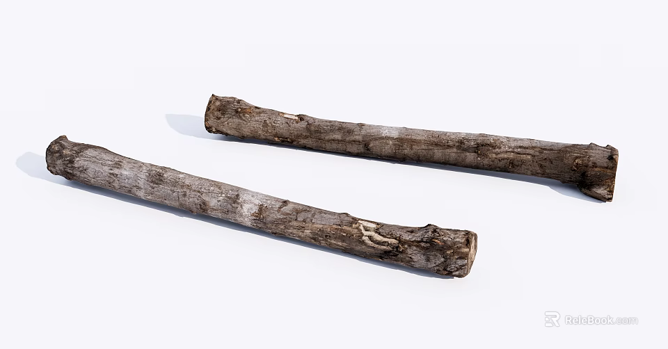 Rough Wood Logs With Natural Stone Like Texture And Bark Details 3d model 