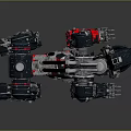 Mechanical Beast With Metallic Body Red Black Armor And Mechanical Joints Gear Details
