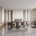 Modern Private Room Interior With Marble Floor And Partition 3d model