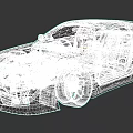 White Modified Sports Car With Open Hood Showing Red And Blue Engine Components