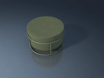 Round Green Upholstered Stool With Metal Frame On Dark Background 3d model