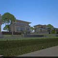 Modern Detached Villa With Swimming Pool Large Glass Windows And Tree Surroundings