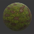 Decorative Green Brown Sphere With Mossy Rock Like Surface Texture 3d model