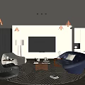 Modern Open Concept Living Dining Room With Sofa TV Rug Chandelier And Dining Table Chairs