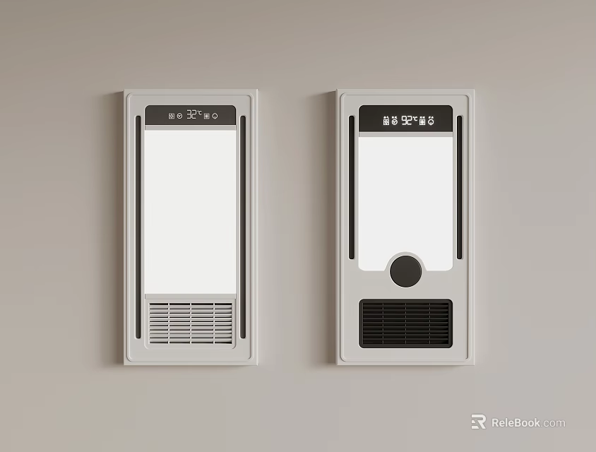 Intelligent White Home Control Panel Featuring Digital Display And Ventilation Grille 3d model 