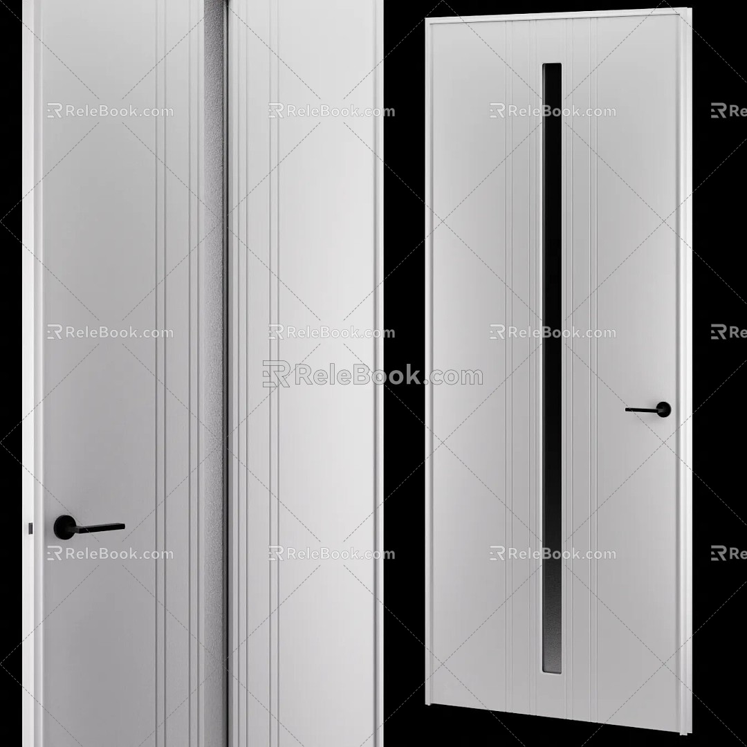 Flat door single door wooden door 3d model