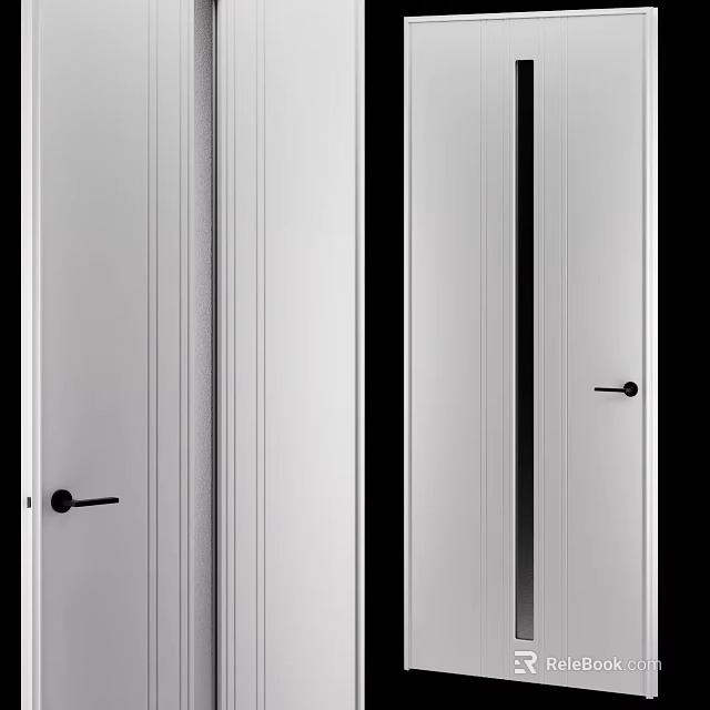 Modern Sleek White Hinged Door With Black Handles And Minimalist Design 3d model 
