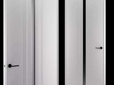 Modern Sleek White Hinged Door With Black Handles And Minimalist Design 3d model