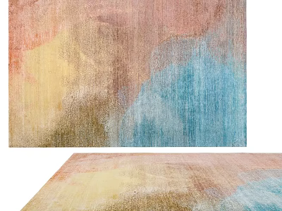 Artistic Colorful Square Carpet With Blended Pink Yellow Blue Brown Hues 3d model