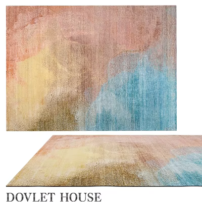 Artistic Colorful Square Carpet With Blended Pink Yellow Blue Brown Hues 3d model