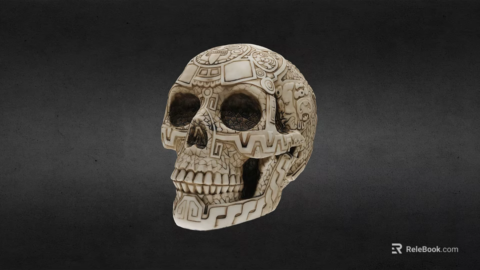 Human Skull Anatomical Model With Intricate Geometric Patterns As Medical Teaching Device 3d model 