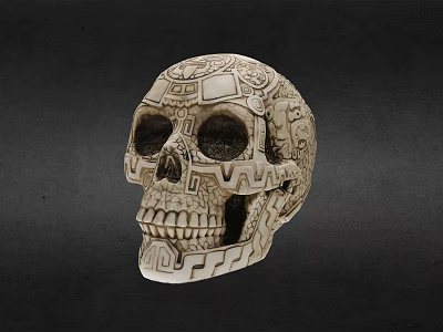 Human Skull Anatomical Model With Intricate Geometric Patterns As Medical Teaching Device 3d model