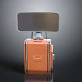 Orange Cube Shaped Robot Character With Black Screen And Metal Structure