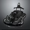 Modern Black Go-Kart With Sleek Streamlined Body Single Seat And White Wheels