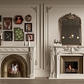 French carved fireplace decorative mirror mirror hanging painting stove ornaments firewood 3d model