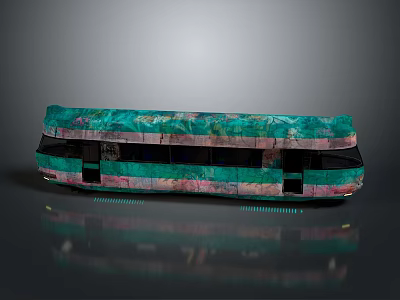 Colorful Artistic Bus Design With Green And Pink Patterned Exterior 3d model