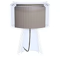 Modern Table Lamp With Transparent Acrylic Base And Gray Pleated Lampshade