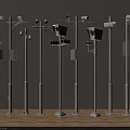 Assorted Security Surveillance Cameras with Mounting Poles and Speakers 3d model