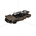 Abandoned Rusted Car With Damaged Body Open Hood And Broken Doors