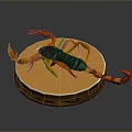 Scorpion With Orange Pincers Legs And Black Body On Round Base