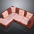 Modern Corner Sofa Furniture With Brown Frame Light Colored Cushions And Pillows