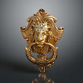 Elegant Golden Lion Head Decorative Ornament Set With Vintage Design For Home Decoration