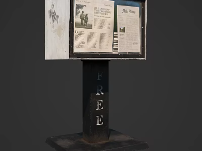 Public Outdoor Newspaper Display Board Featuring Free Local News Content 3d model