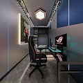 Modern Hotel Guest Room With Ergonomic Gaming Chair Computer Desk And RGB Lighting