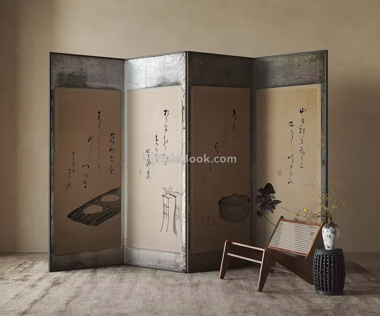 New Chinese Style Screen Partition 3d model