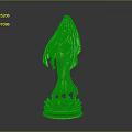 Elegant Female Oriental Dance Statue With Blue Dress And Lotus Base
