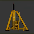 Yellow Tripod Mechanical Lifting Equipment With Red Handle And Black Spiral Spring