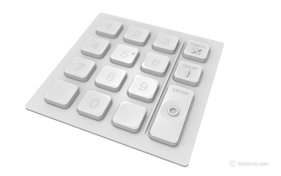 White Computer Numeric Keypad With Clear Enter Keys And Digital Buttons 3d model 