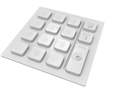 White Computer Numeric Keypad With Clear Enter Keys And Digital Buttons 3d model